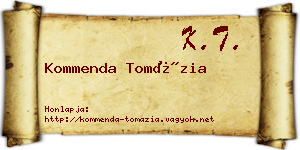 Kommenda Tomázia névjegykártya